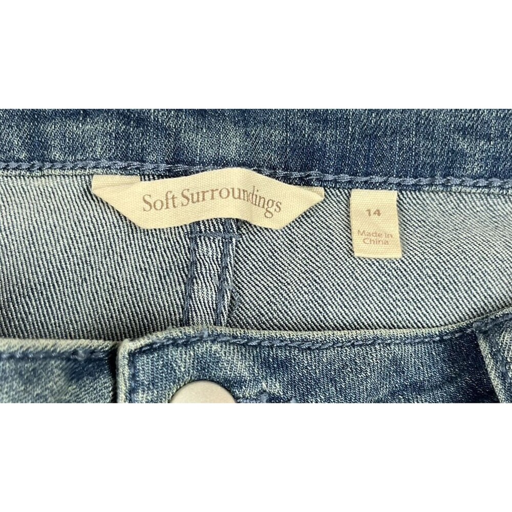 Soft Surroundings EUC Embroidered Jeans Womens 14 Blue‎ Floral Beaded 2BW67 - Picture 3 of 7